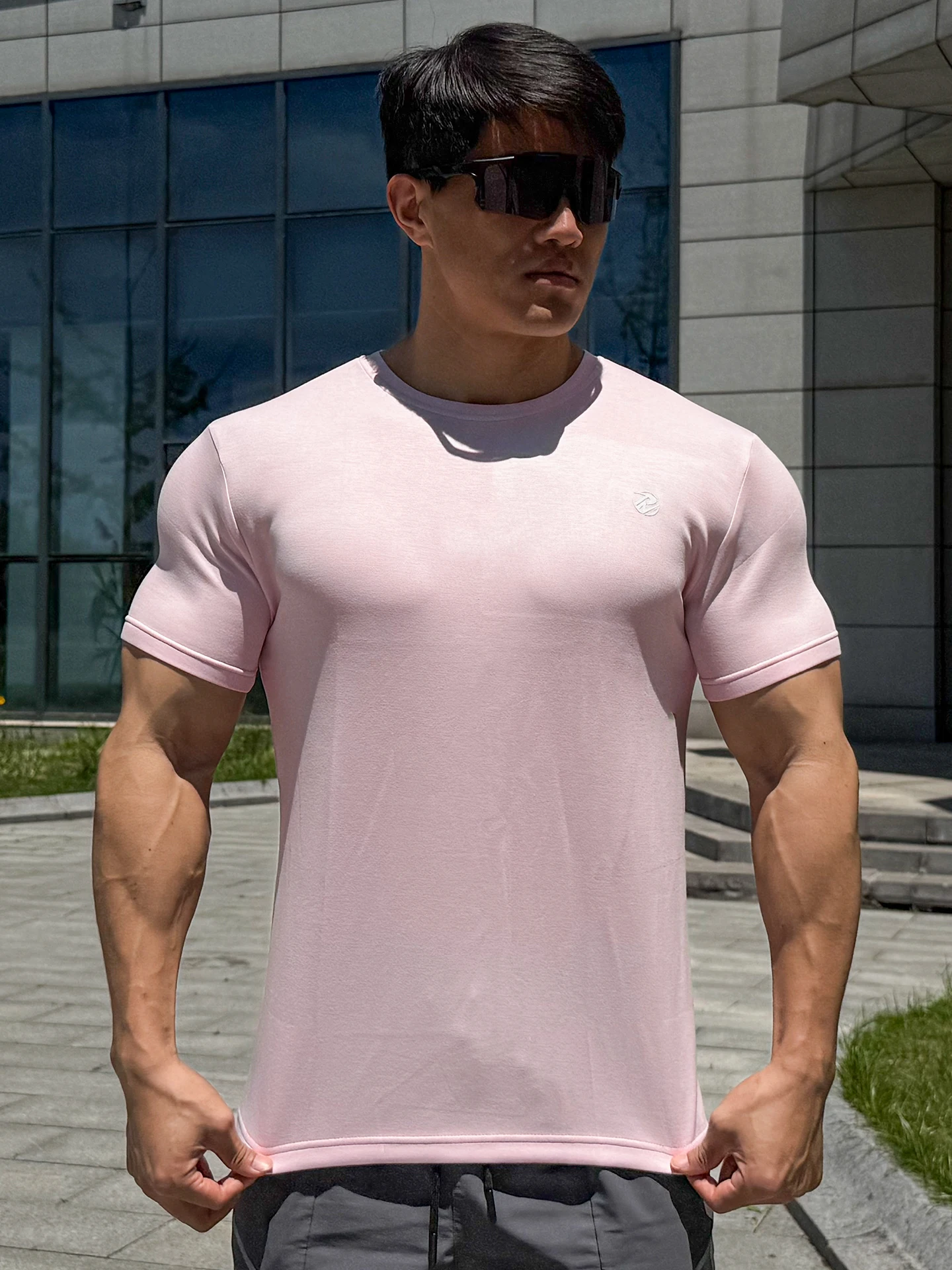 Orgn 남성용 피트니스 셔츠 반팔 트레이닝 스포츠웨어 캐주얼 클린핏 티셔츠 통기성 속건 수분 흡수 탄력성