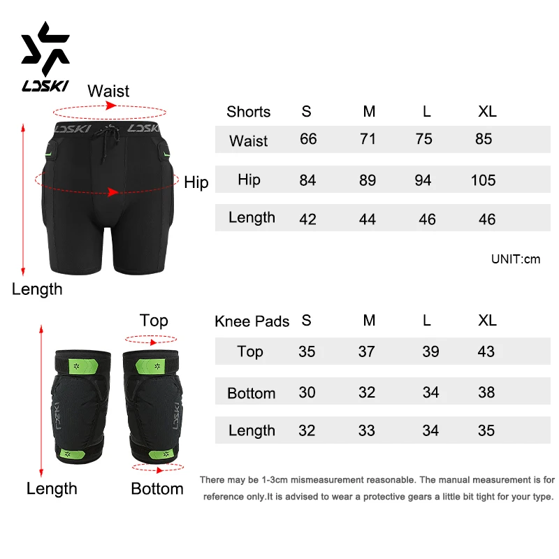 LDSKI New Ski Protectors Impact Shorts Knee Pads Four Layers Protection Thickened Tailbone Guard Breathable Snowboarding Men