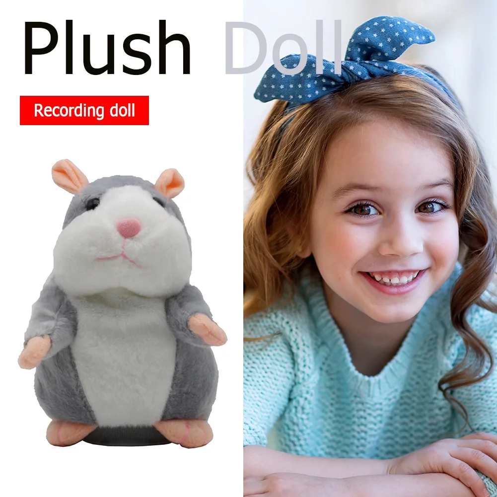 Hamster Plush Doll Mimicry Pet Toy Electronic Voice Changing Talking Walking Record Hamster Stuffed Toy Educational Kids