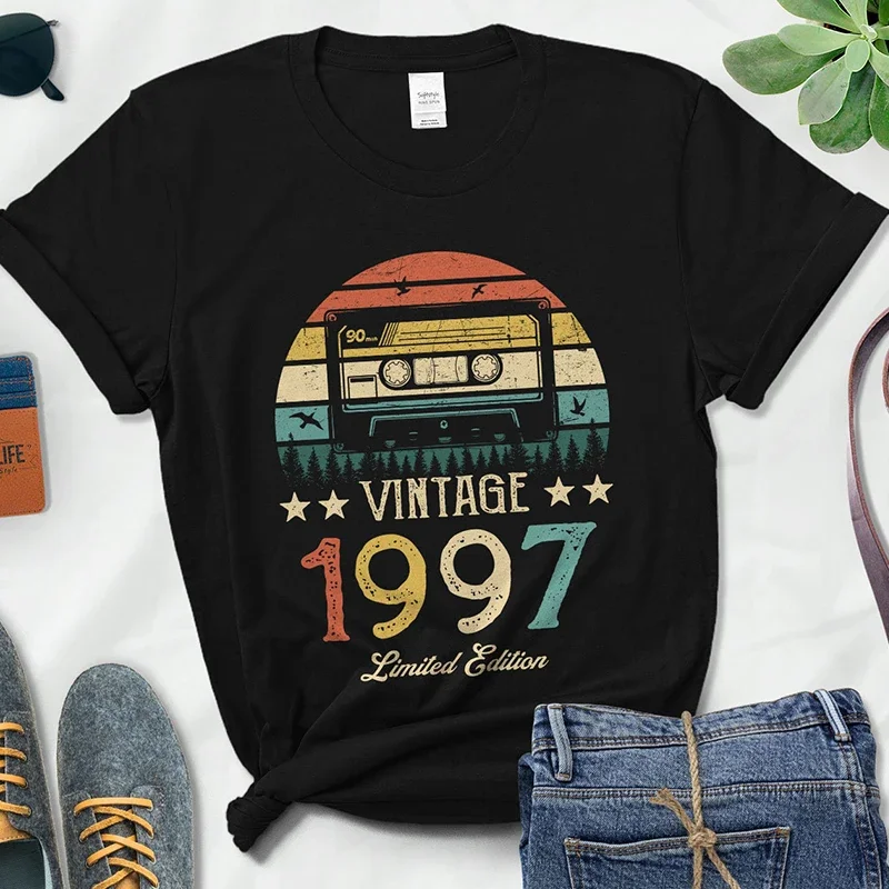 

Vintage 1997 Limited Edition Cassette Women T Shirt 27th 27 Years Old Birthday Fashion Tshirt Mother Wife Idea Classic Top Tee
