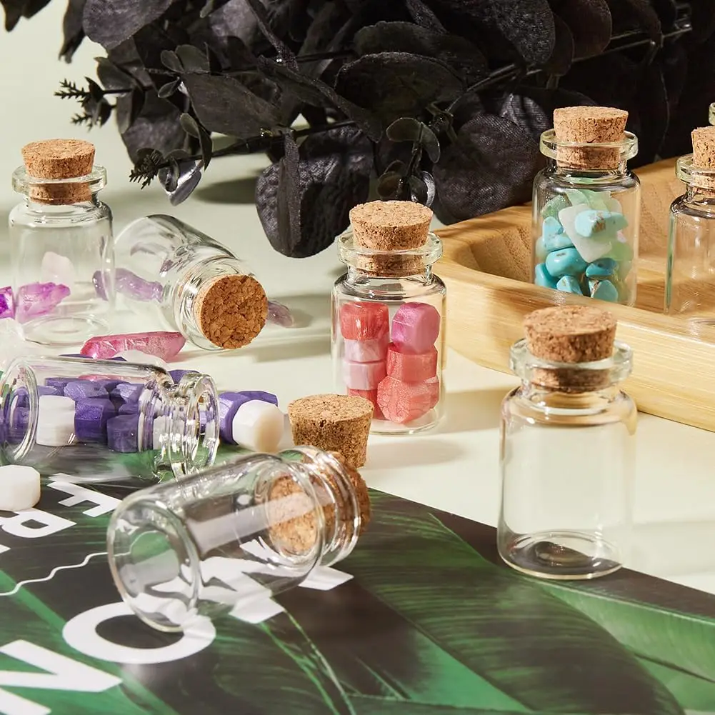 Transparent Small Glass Bottles with Cork Tiny Empty Tiny Jars DIY Craft Vials Wishing Bottles Birthday Wedding Party Favor Gift
