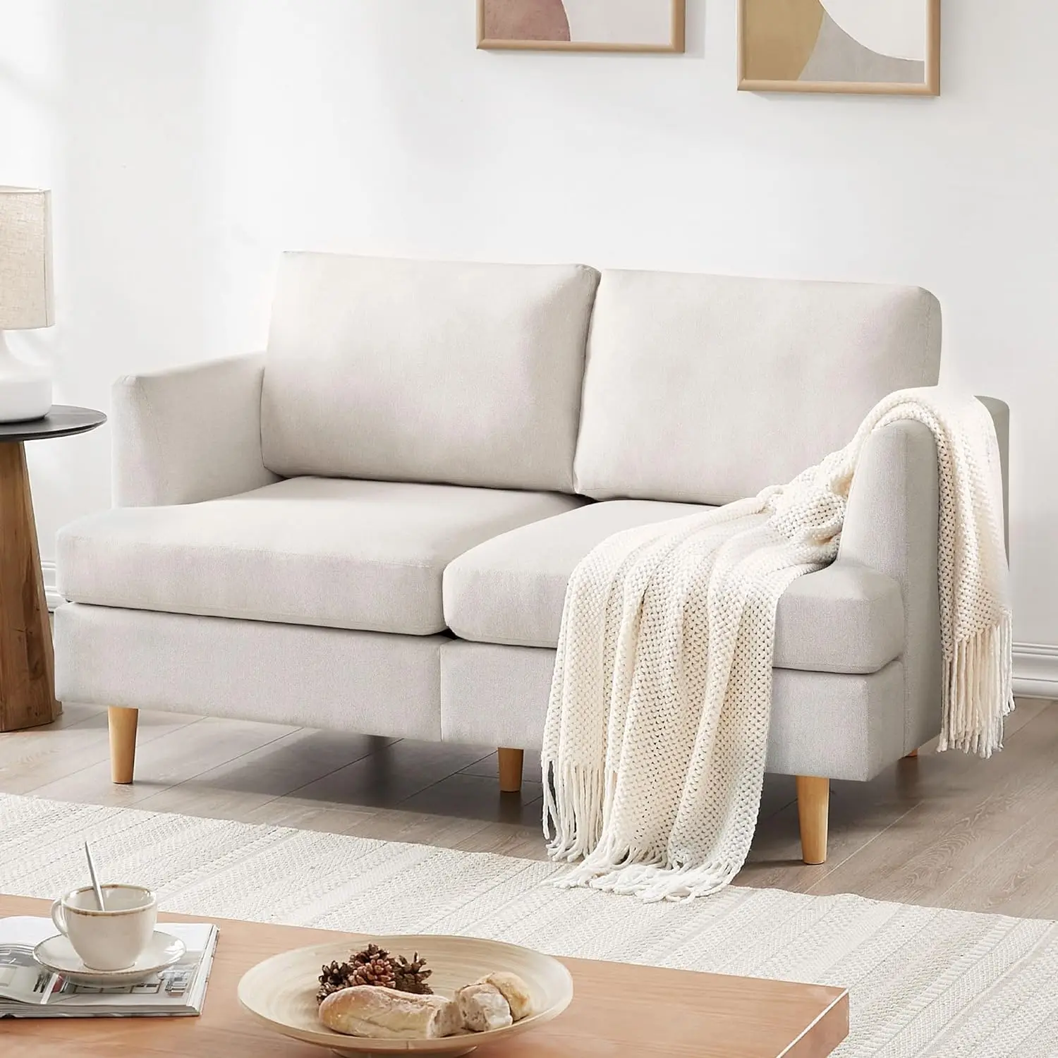 

Small Loveseat Sofa Couch,Extra Deep 2-Seat Small Sofa Furniture for Small Spaces Apartment, Dorm, Office, Beige