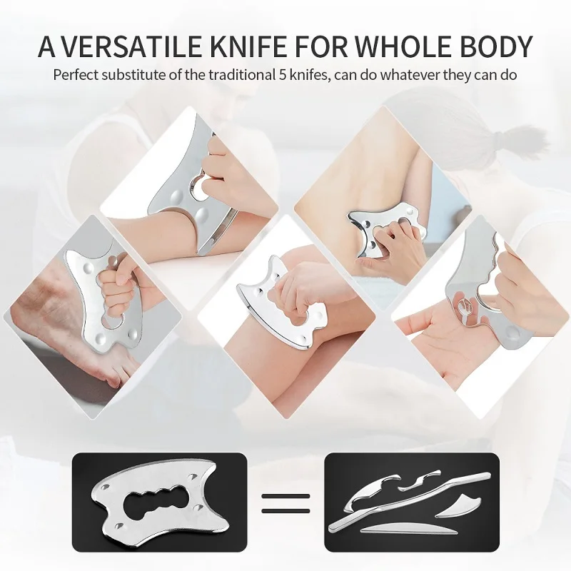 Stainless Steel Fascial Knife Gua Sha Tools Manual Scraping Myofascial Tool Skin Tissue Massager Relax Body Physic Health Care