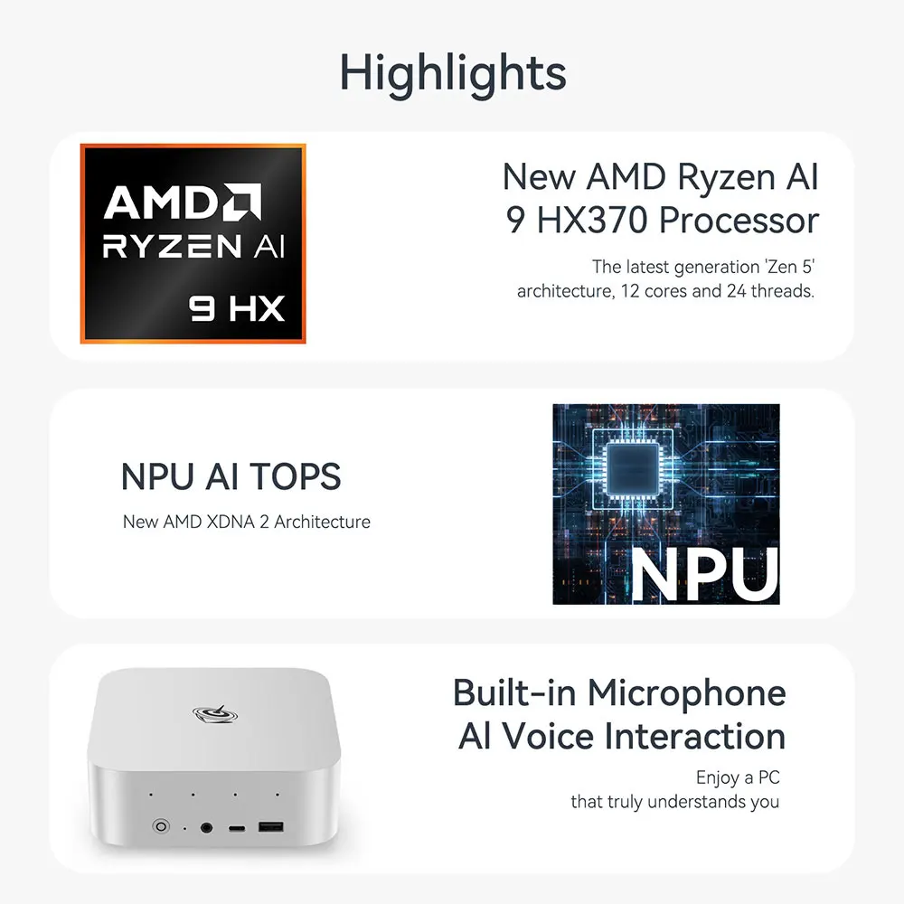 Beelink SER9 Pro AMD Ryzen AI9 HX370 Powerful AI PC 32G DDR5