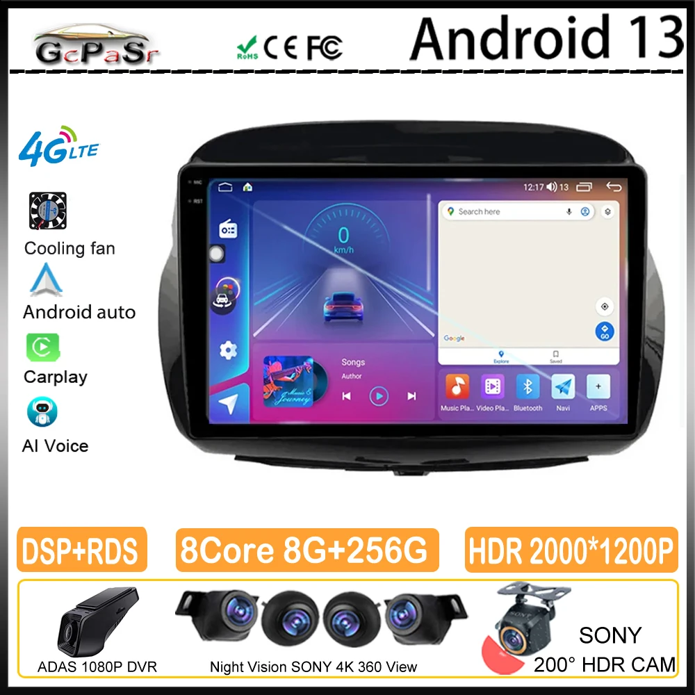 Android 13カーラジオ,マルチメディアプレーヤー,ビデオ,リア