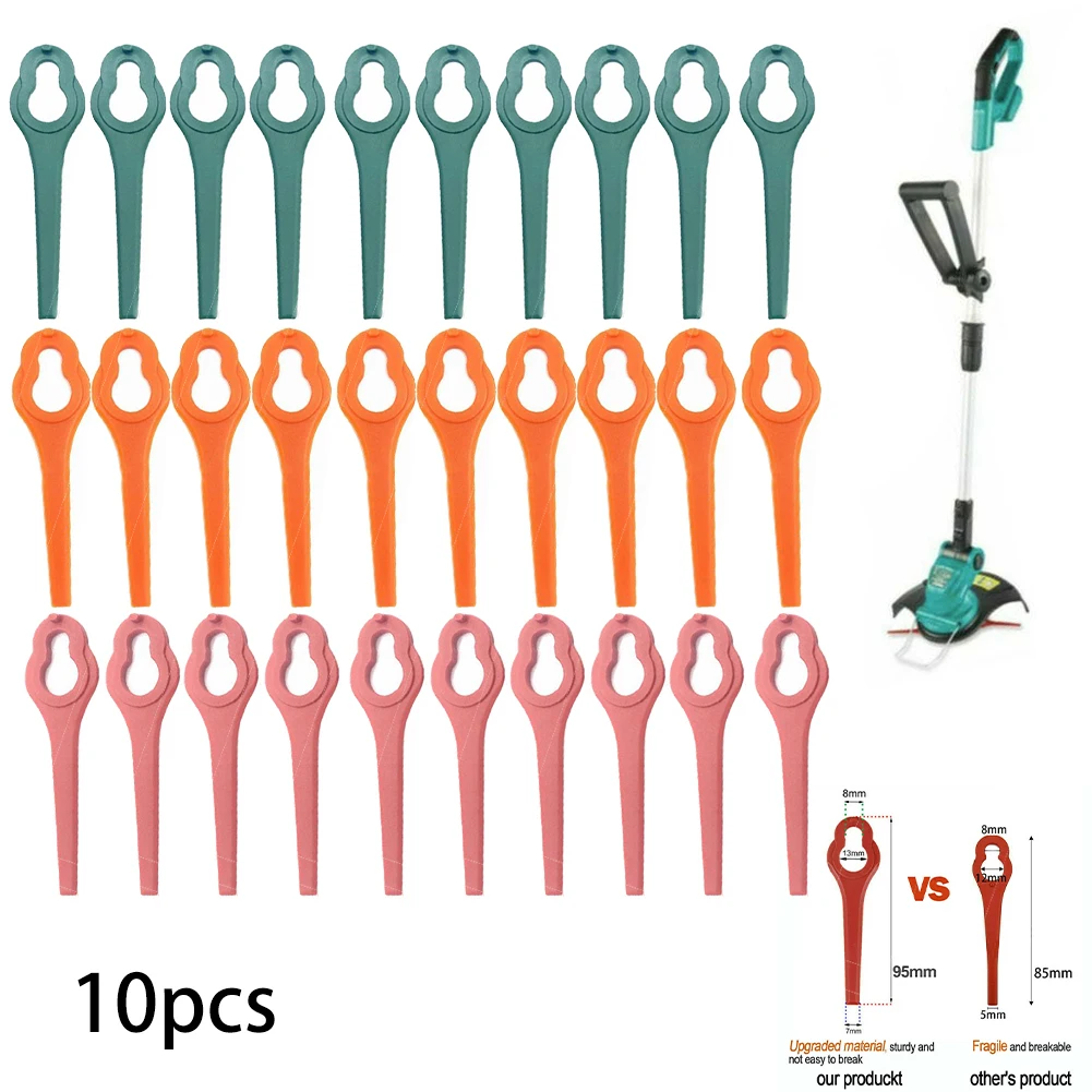 

10Pcs 95mm Mower Blades Plastic For Aldi Ferrex FAR 20-1 20V/40V Cordless Grass Strimmer Garden Tools Accessories