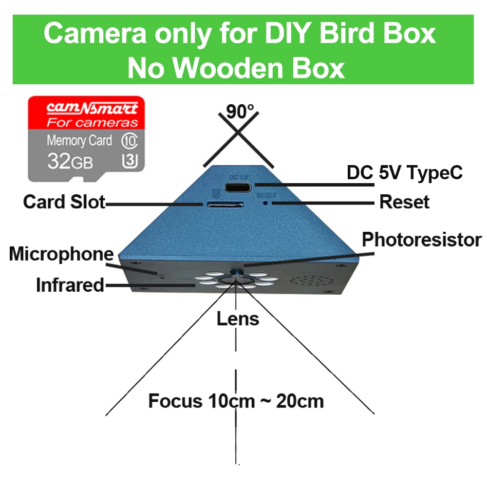 CAMNSMART WiFi Bird Box Camera 4MP HD Night Vision Tuya Smart Life App