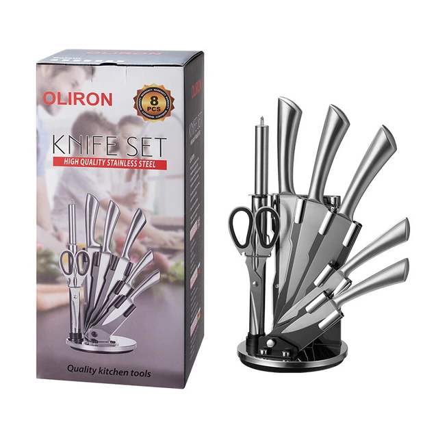 8 Piece High Carbon Stainless Steel Kitchen Knife Set with Holder -  AliExpress