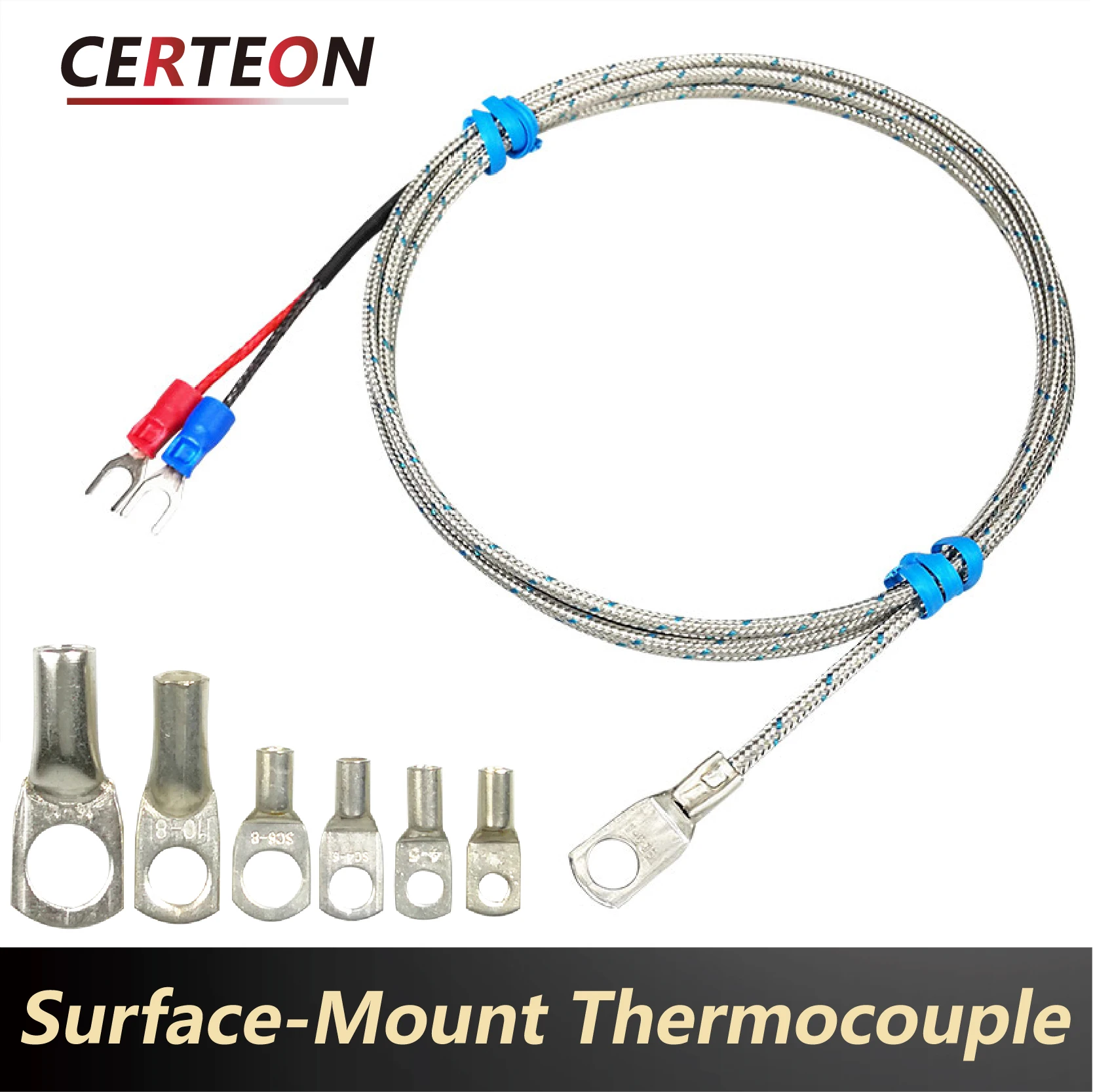 Produktbild von QUARKZMAN Typ K Thermoelement-Sensor – 2 Stück, Mini-Anschluss, 0–400 °C, 5 M Kabel, Für Multimeter & Temperaturregler