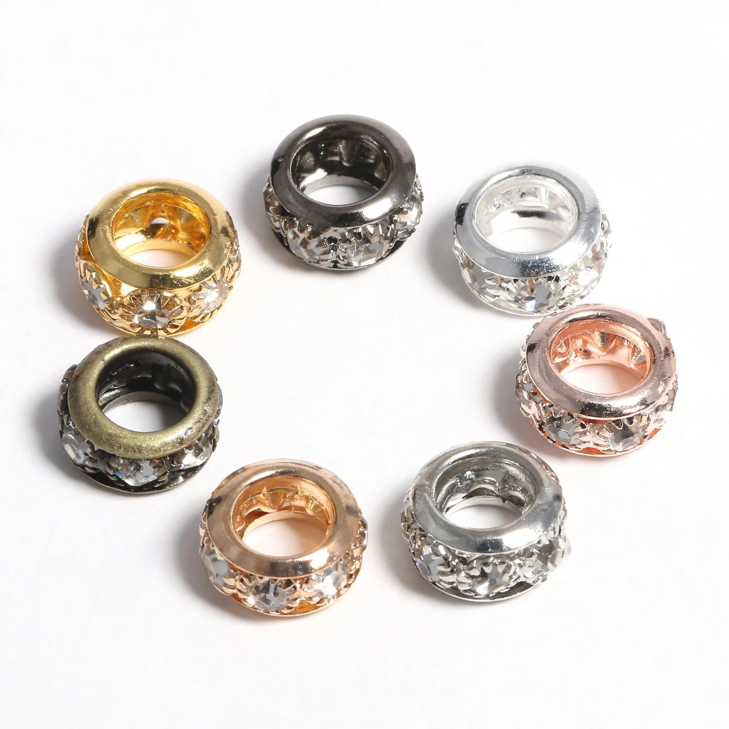Tucus 50Pcs Mixed Rainbow Color Alloy Large Hole European