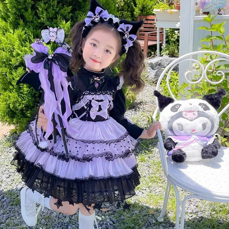 Anime Sanrio Kuromi Girl Cosplay Dress Autumn Lolita Princess Dress Halloween Cosplay Costume Exquisite Princess Gift