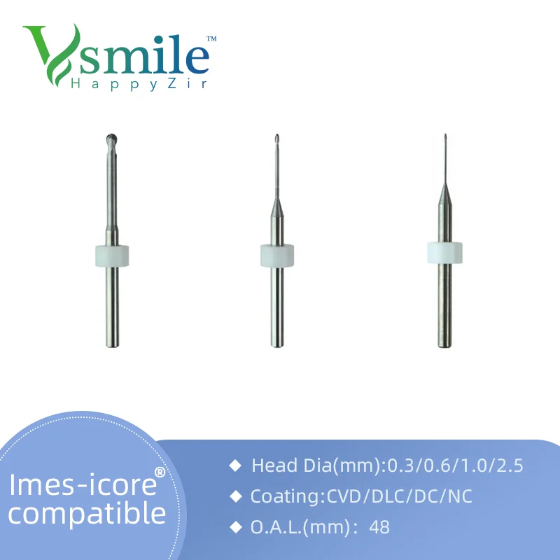 

Vsmile Dental Milling Cutter Tools for Imes-Icore 150i/250i/350i/450i/650i CADCAM Machines Precision Zirconia Ceramic Burs