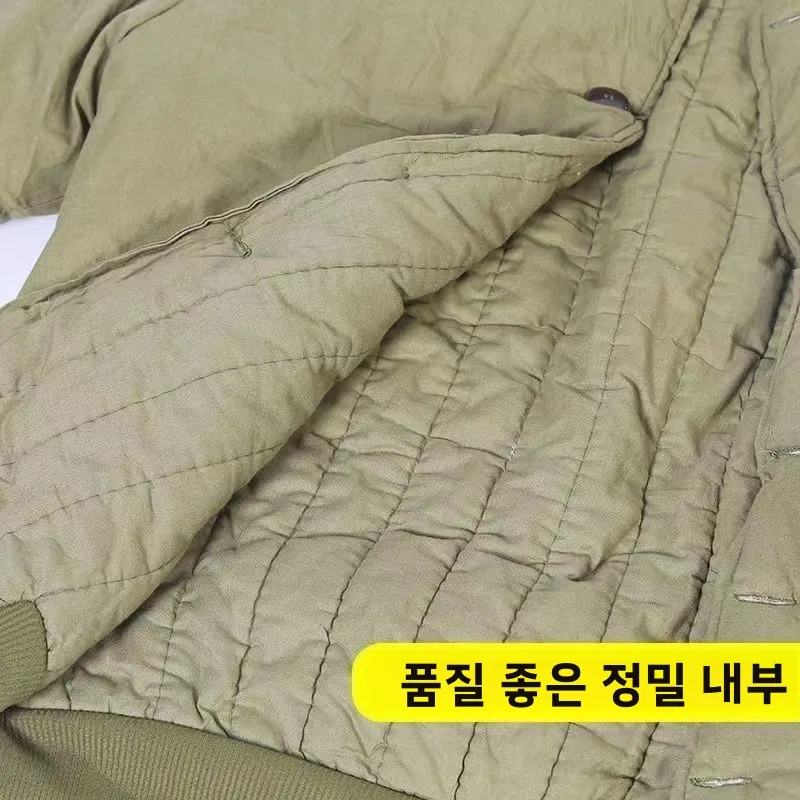 두꺼운 순면 밀리터리 재킷 올드 스타일 작업용 면 코트 냉장 보관 방한 작업복 남성용 아웃도어 의류