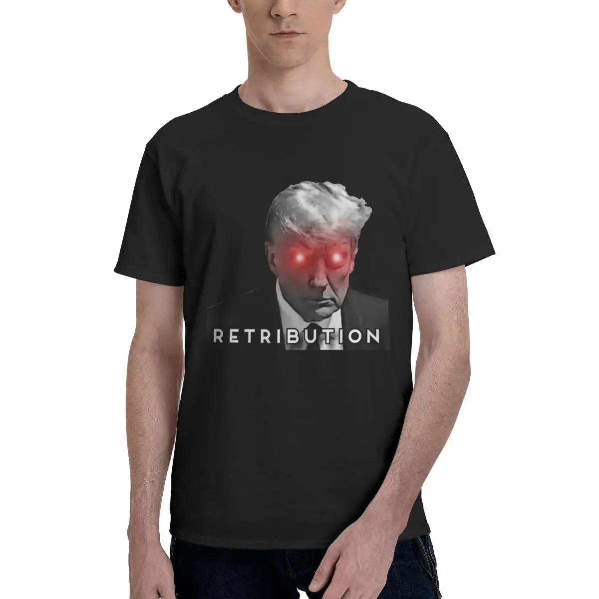 

Мужская футболка с принтом Трампа мугshot Retribution, высокое качество, y2k, винтажная Роскошная хлопковая Футболка с графическим принтом на заказ
