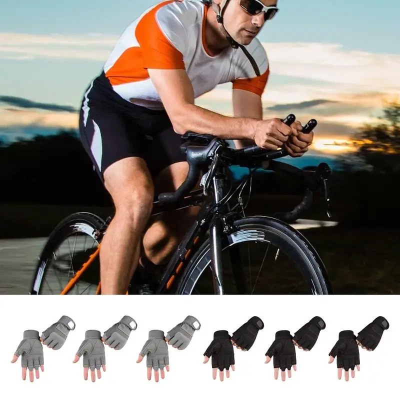 Fingerless Work Gloves Adjustable Wrist Gym Gloves Anti Slip Reinforced Palm Hand Out Mittens For Hunting Cycling Climbing 2