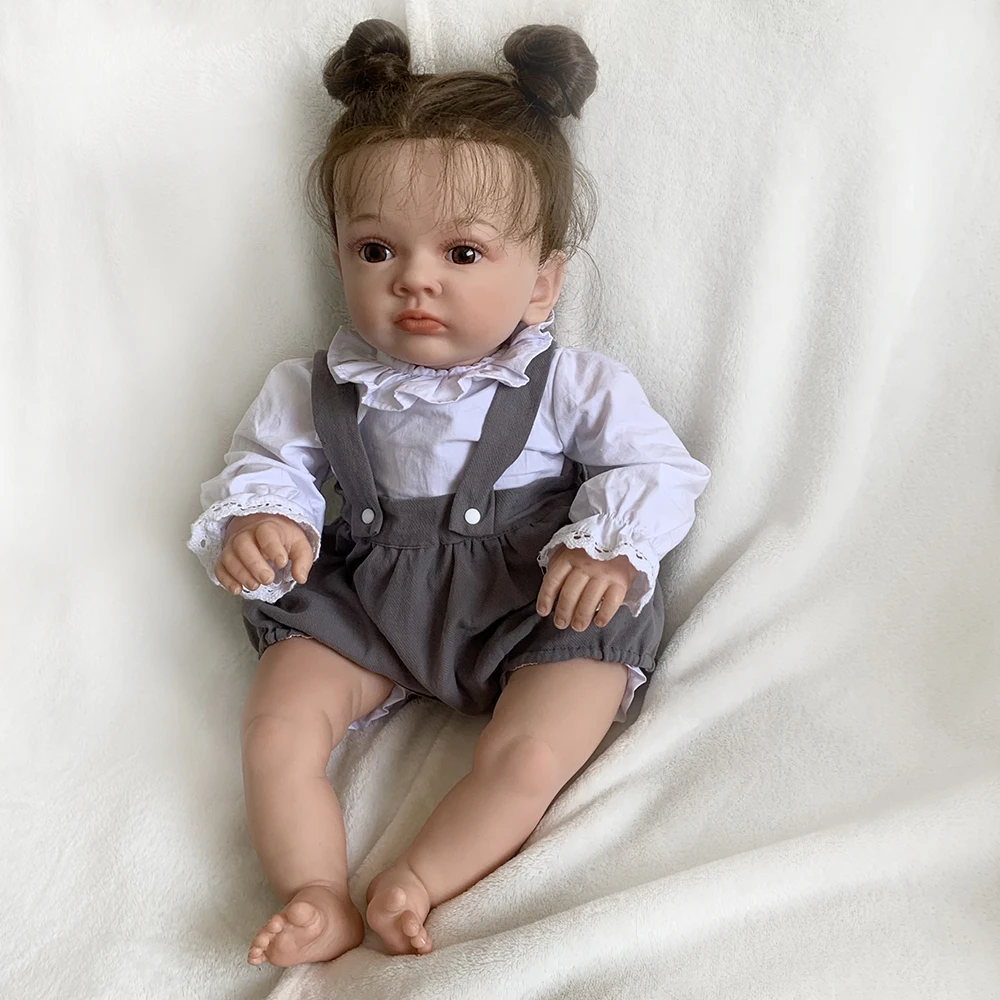 Bebe reborn reallista de silicon 진짜 인형, 여아용 전신 실리콘,  인형, 58cm, 23 인치