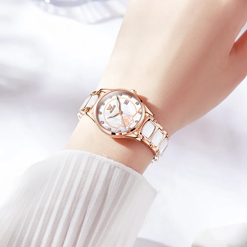 OLEVS Fashion Ceramic Quartz Women Watch Elegant Clock Luxury Gift Watches Ladies Waterproof Wristwatch reloj para mujer