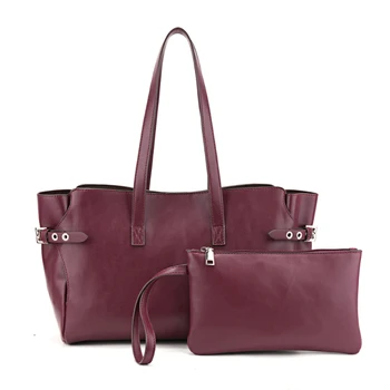 Set di borse: borsa tote con borsa abbinata, borsa a tracolla ascellare da donna stile ala di design, borsa spaziosa di grande capacità, bordeaux