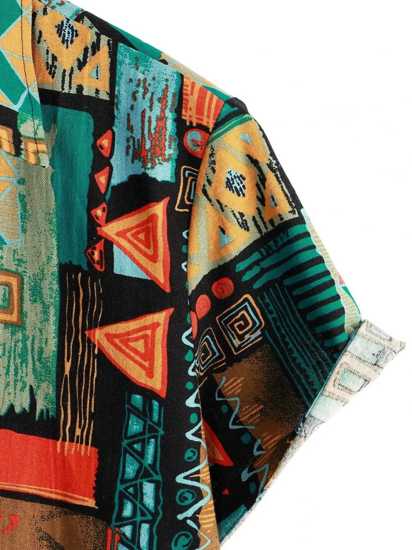 2024 Men's Fashion Retro Printed Short Sleeve Shirt Men's Hawaiian Printed Shirt Retro Totem Print Men's Oversized Tops SIZE 5XL 4