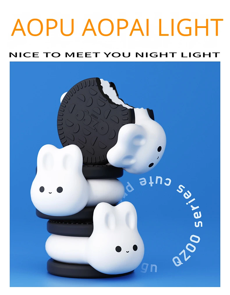 USB Rechargeable Timer Switch LED Night Light Cute Biscuit Rabbit Lamp For Kids Bedroom Dimming Table Pat Lamps Birthday Gift