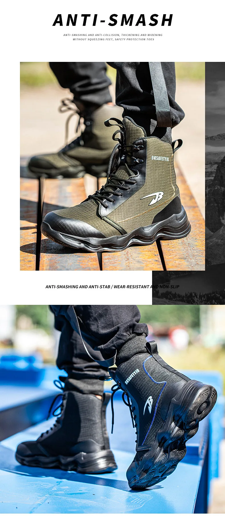2023 New Safety Shoes Men Boots High Top Work Sneakers Steel Toe Cap Anti-smash Puncture-Proof work Boots Indestructible Shoes