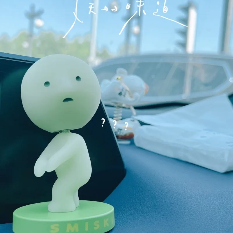 Smiki Anime Figure Bobbing Head Series Luminous Kawaii Smiski Action Figures Doll Cute Figurine Desktop Ornaments Toys Gift Kid