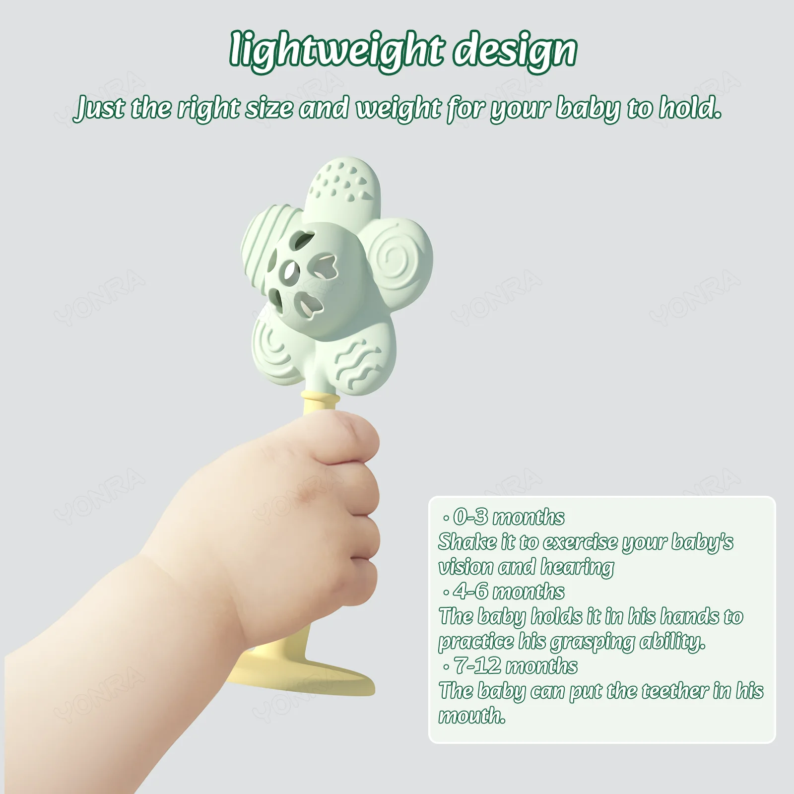 Flower Teether Rattle Bed Bell Silicone Newborn Baby Toys Easy to Clean BPA Free