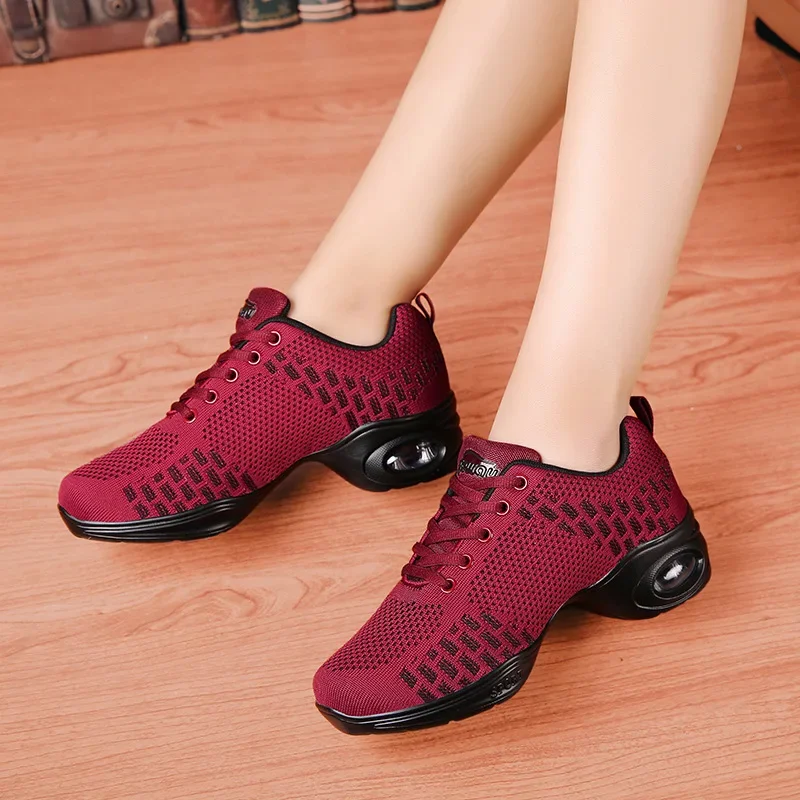 Fashion Sneakers Dance Shoes for Women ing Woven Mesh Comfortable Modern Dancing Shoes Girls Ladies Outdoor Sports Shoes