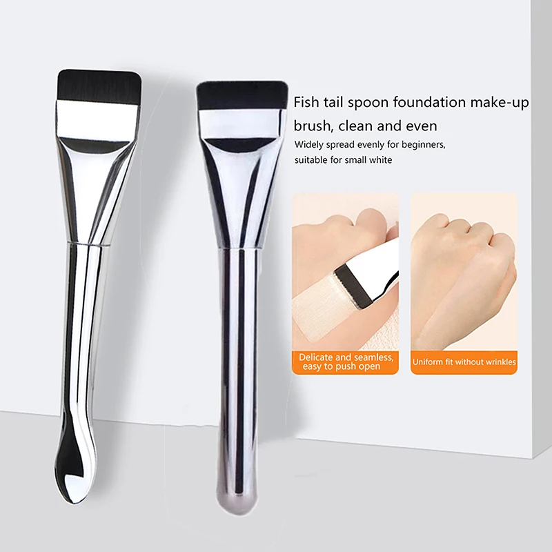 Silver Fish Tail Foundation Brush Lightweight And Thin Face Contour Brush Flat Contour Brush Foundation Cream Brushes