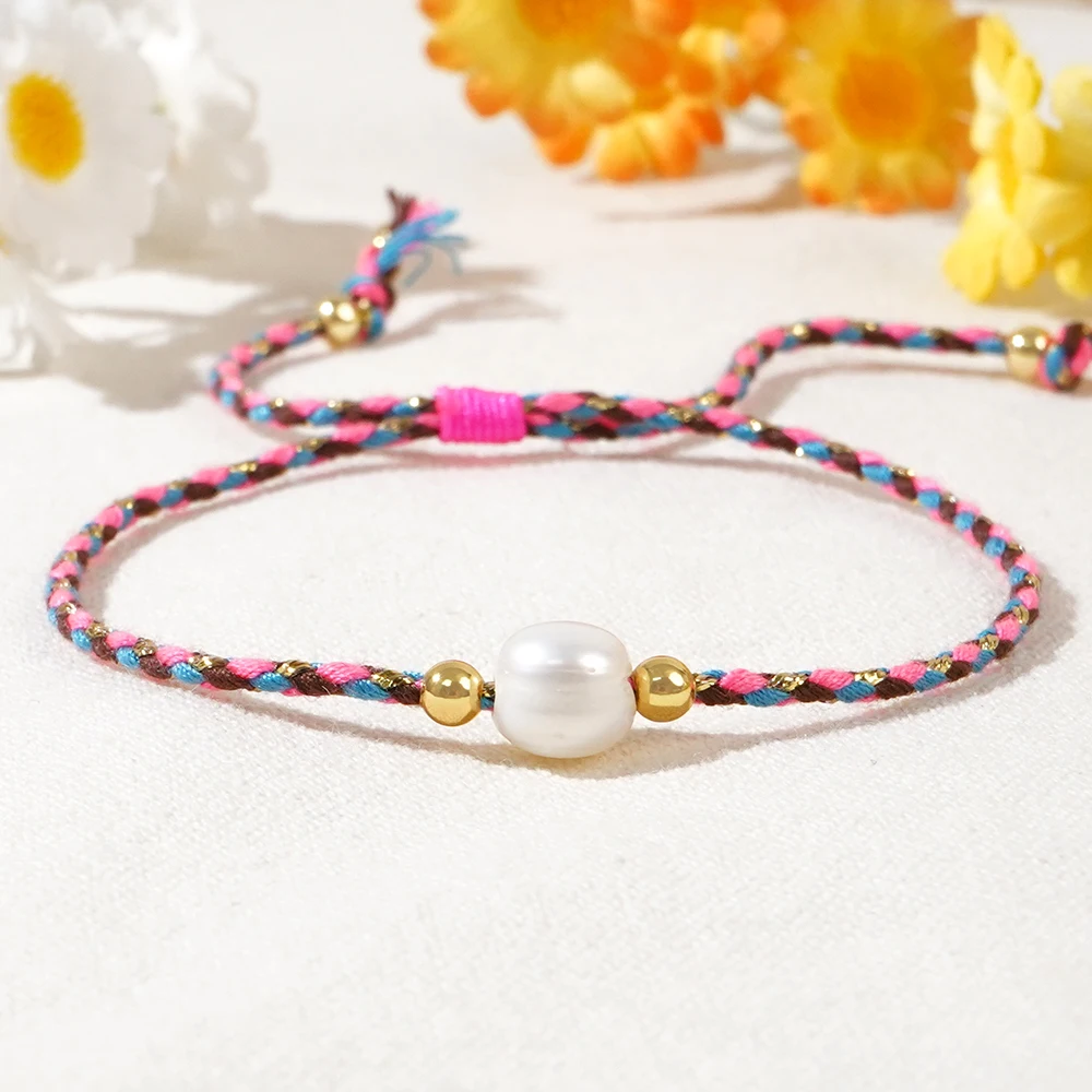 Buywis Braccialetti di perline per le donne braccialetto regolabile fatto a mano stringa braccialetto colorato pietra filo braccialetto, Misura unica, Pietra, lega