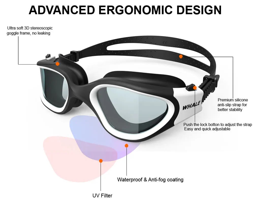 Adult Anti-fog UV Protection Lens Men Women Clear Lens Swimming Goggles Waterproof Adjustable Silicone Swim Glasses in Pool 5