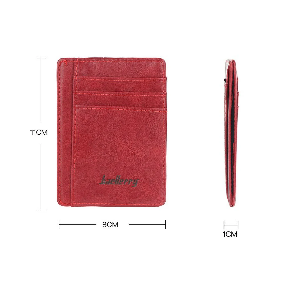 Slim Multi-Functional Wallet Men - Baellerry Pu Leather 8-Slot Card Case + Cash Pocket