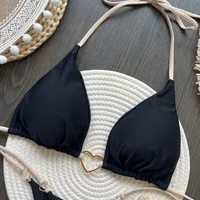Ensemble de bikini sexy à bretelles croisées, couleur unie, maillot de bain deux pièces pour femmes, triangle, string, maillot de bain brésilien, biquinis 4