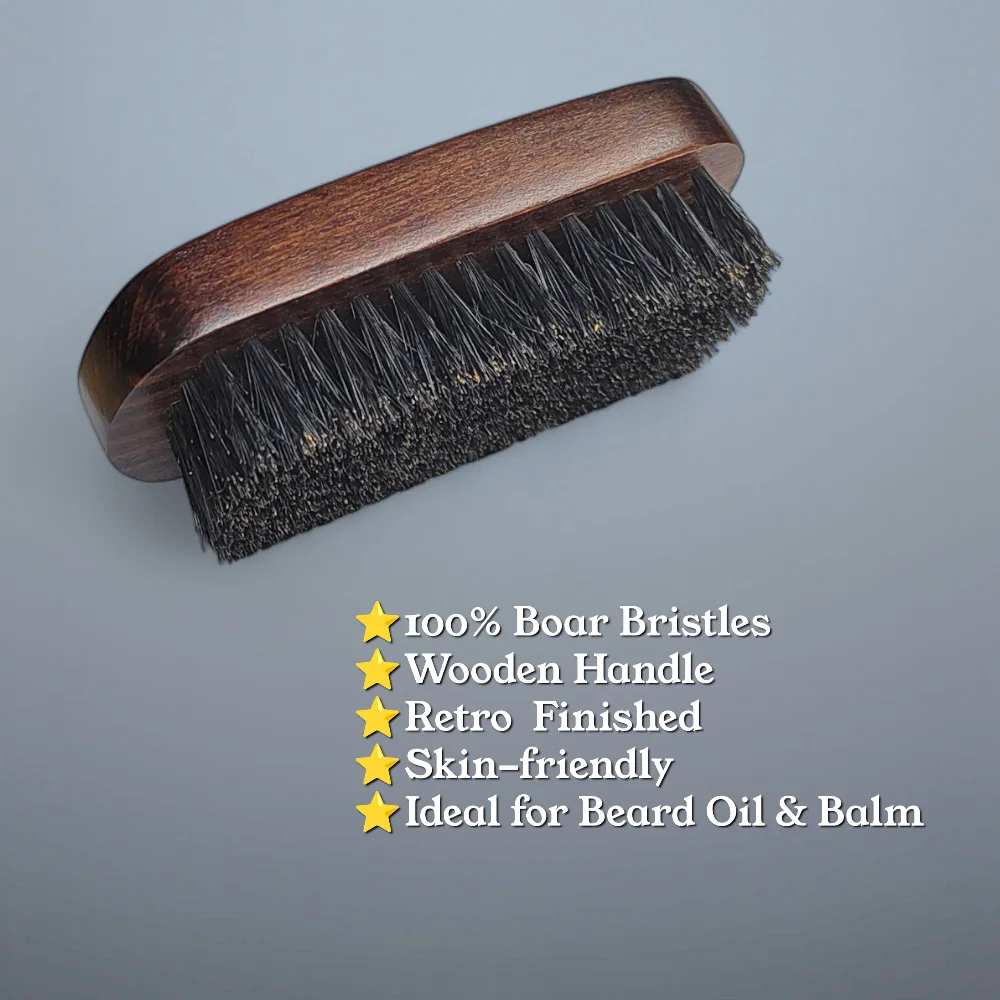 Gracemen Premium Retro Beard Brush Grooming Facial Brush for Men - 100% Boar Bristle and Old-stly Wooden Handle Man 4