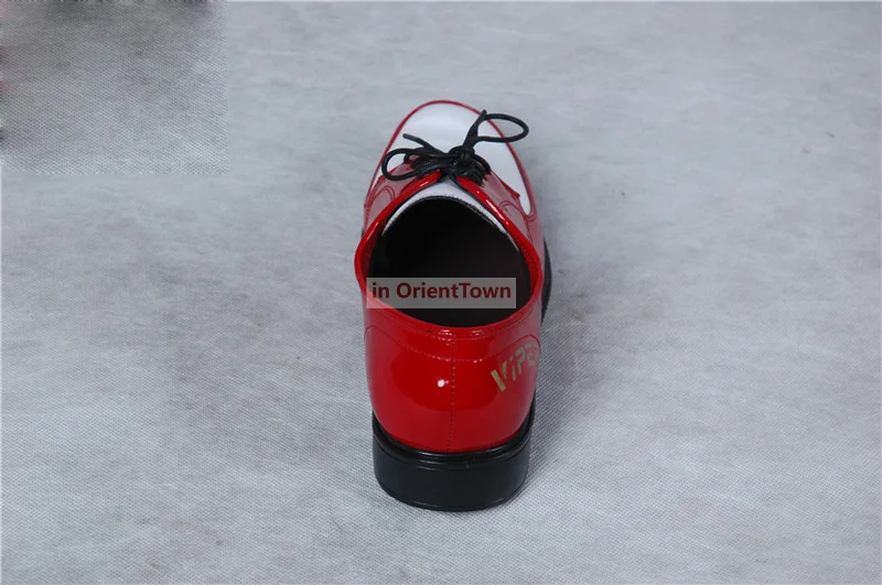 Hip Hop Breaking Ruby Blue White Mirror Surface Leather Shoes Classic Popping Locking Chunk Shoes Red and White Mirror Shoe 6