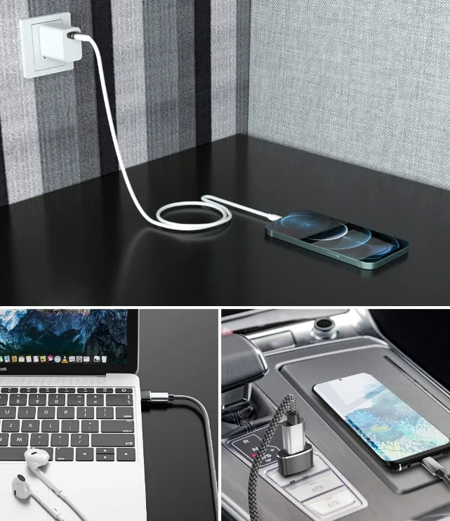 USB to USB C 어댑터 5개입, 애플워치 울트라, 아이워치 10, 7, 8, SE, 아이폰 16, 15, 14 Pro Max용 C타입 암-타입 수 케이블 변환기