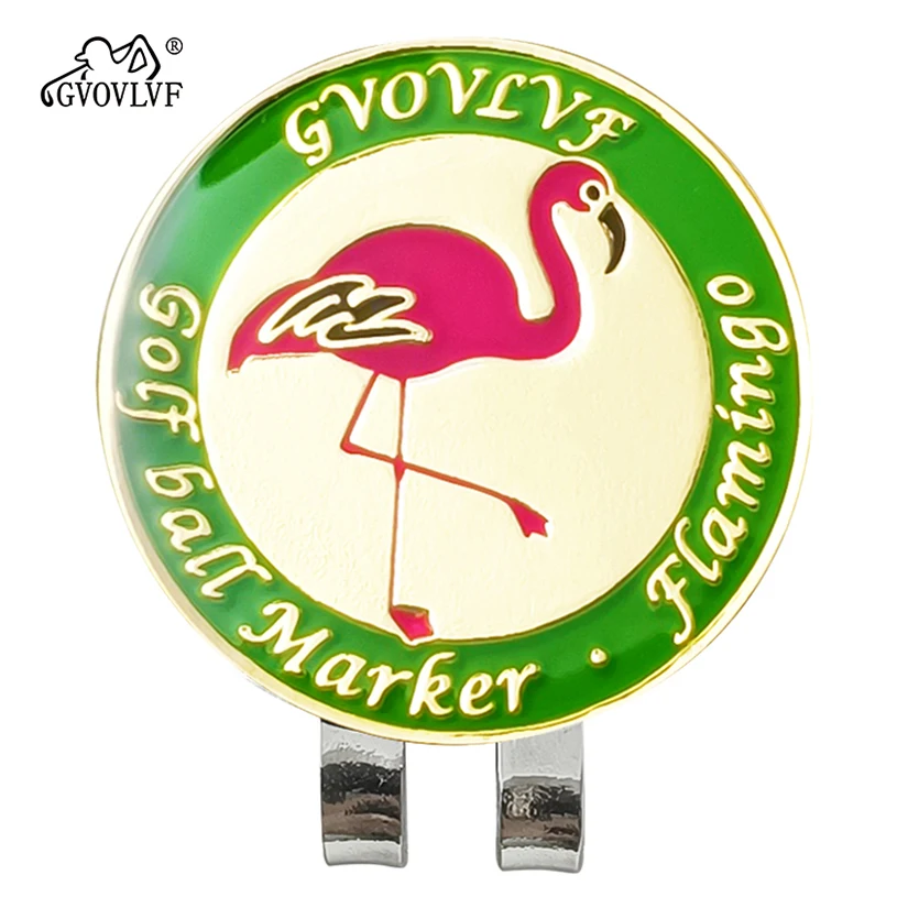 Golf Ball Markers Golf Flamingo Pattern Hat Clip Cartoon Shape Magnetic Ball Marker Accessory 1pc
