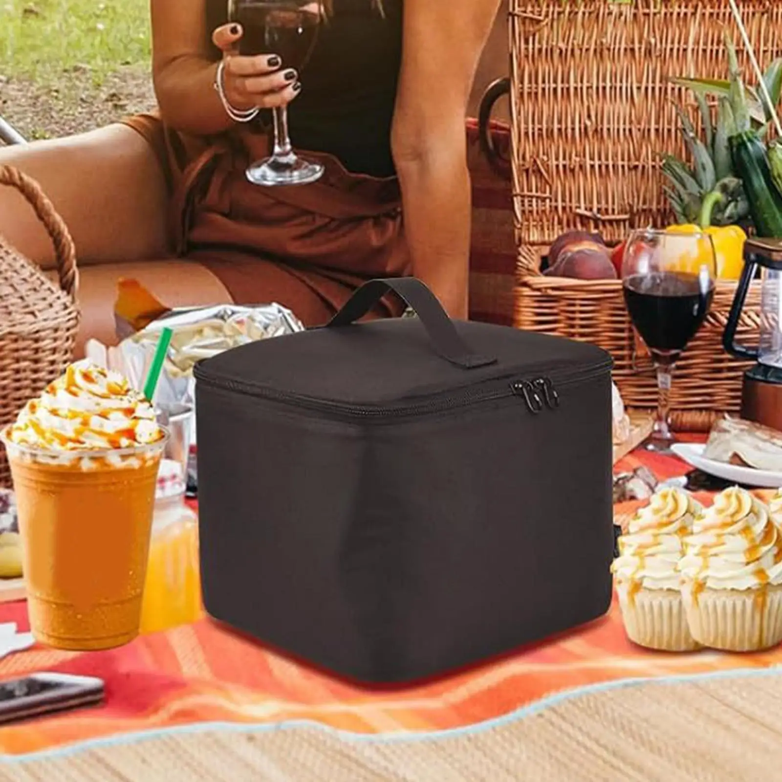 Cooler Bag Food Delivery Bag Insulated Drink Carrier for Trips Picnics BBQ