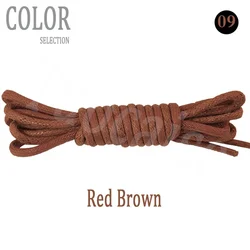 Waxed Cotton Waterproof Shoelaces - Durable and Stylish in 11 Colors - 60cm (9 Red Brown)
