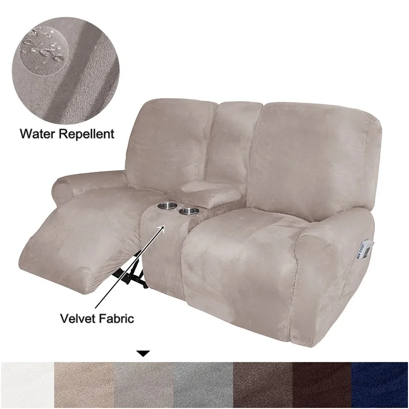 2SeaterReclinerSofaCoverwithCupHolderNonSlipArmchairCovers