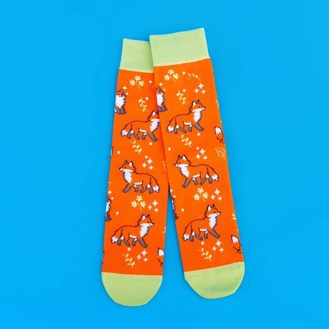 1 Paar stilvolle und bequeme Socken bis zur Mitte der Wade, fröhliches Fuchsmuster, geeignet für alle Jahreszeiten – Detail 12
