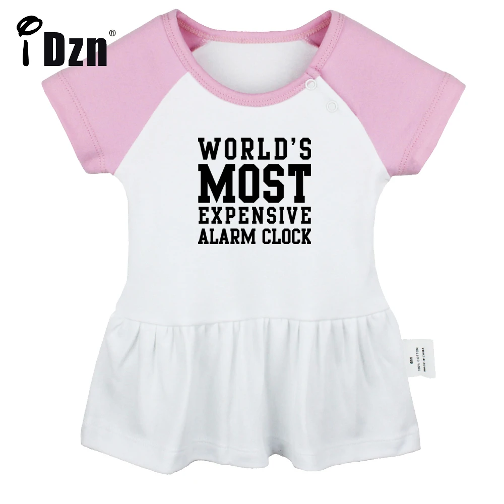 Idzn New World's Most Expensive Alarm Clock Baby Girls Cute Short Sleeve  Dress Infant Funny Pleated Dress Soft Cotton Dresses - Dresses - AliExpress