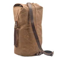 Waterproof waxed Canvas Backpack large capacity bucket bag cylinder bag mountaineering backpack military bag 1