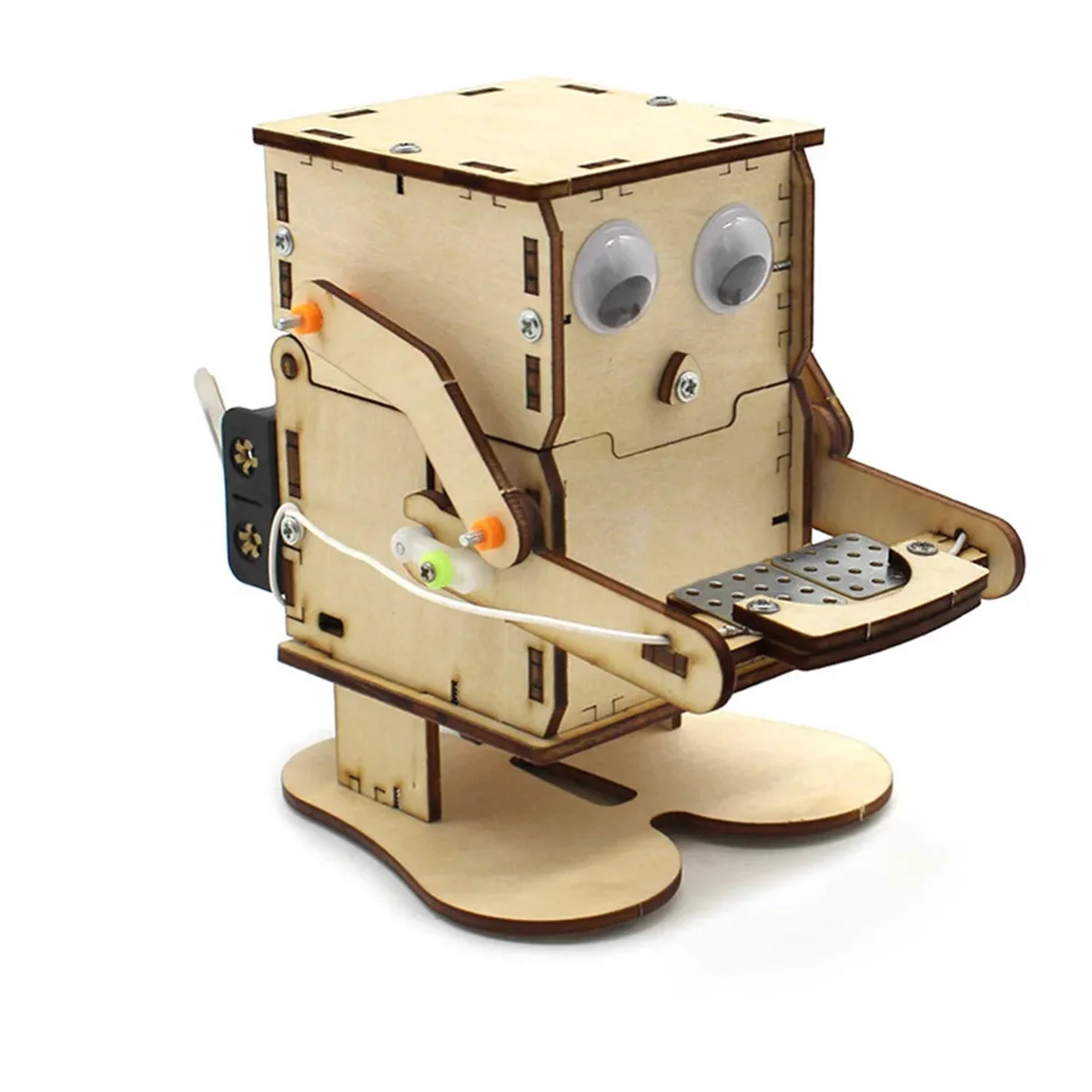 Robot Eating Coin Wood DIY Model Teaching Learning Stem Project Kit for Kid Science Experiment Wooden Assembly Kit 6