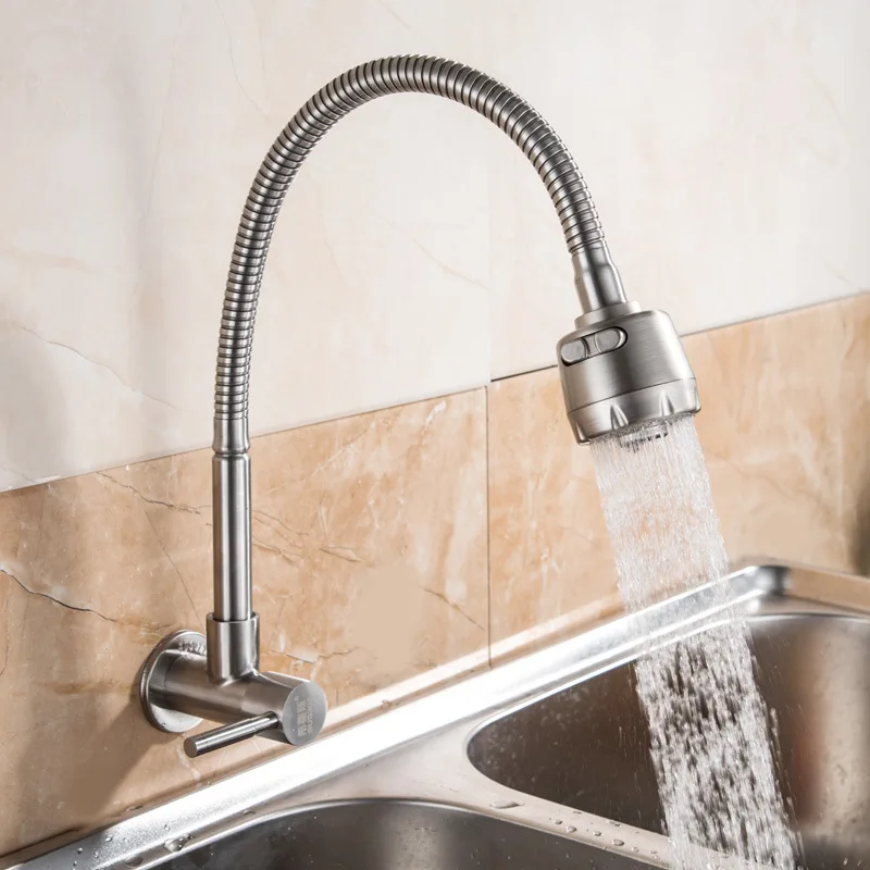 Description Picture 2 of itemWall-mounted Kitchen Single Cold Water Faucet 2 Water Modes Single Handle