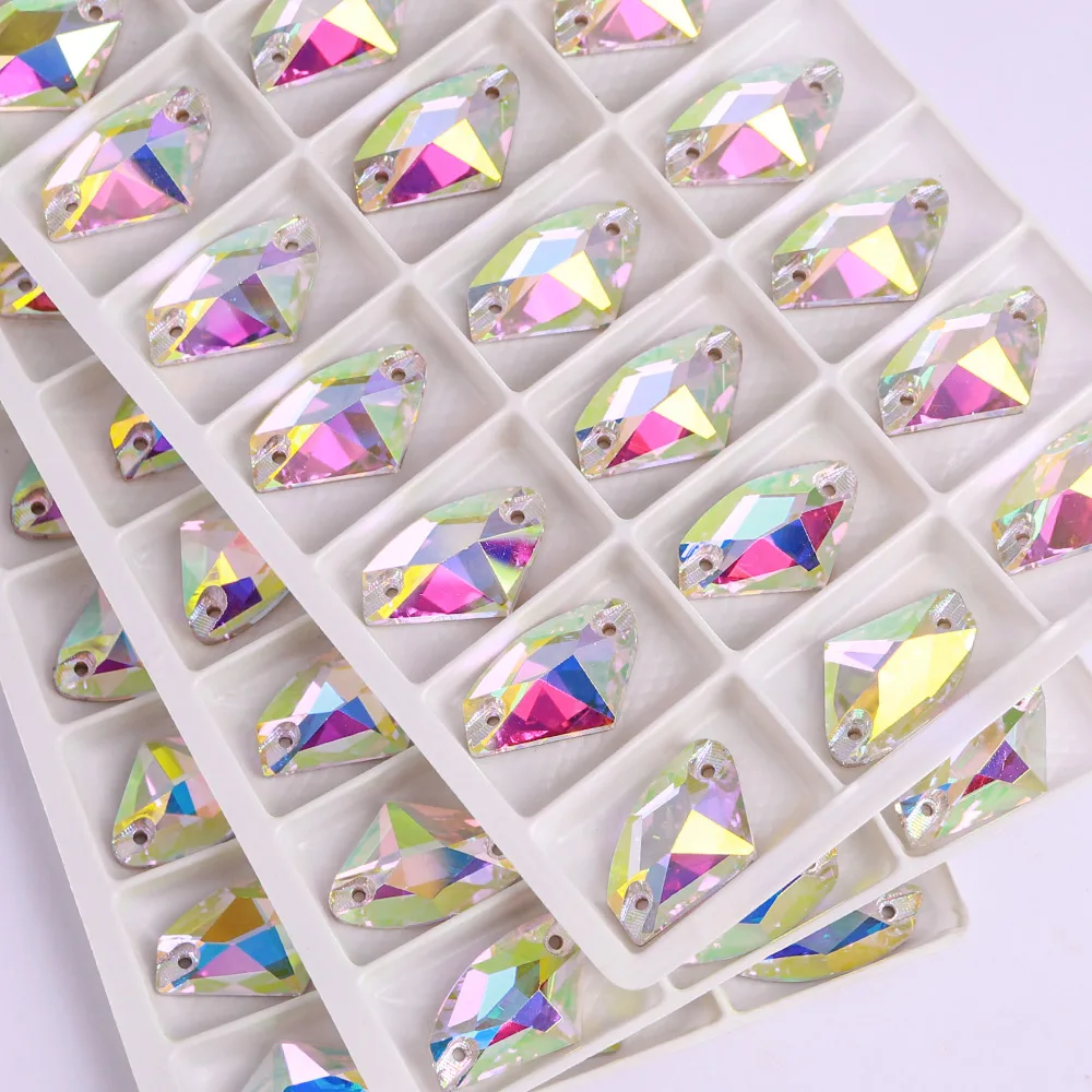 

Galactic Shape High Quality Glass Sew On Stones Axe Glitter Crystal AB Flat Back Rhinestones for Sewing Clothes Dress Decoration