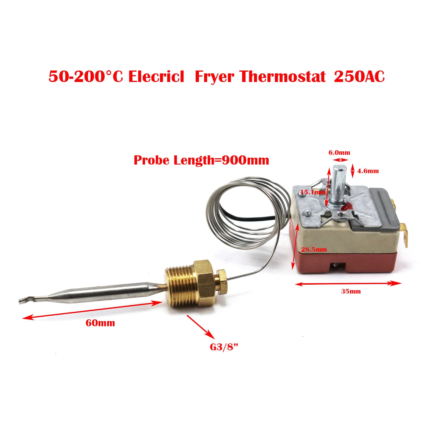 Universal ACE Fryer Control Thermostat – Single Pole, 200°C Temp, For Kitchen Fryers
