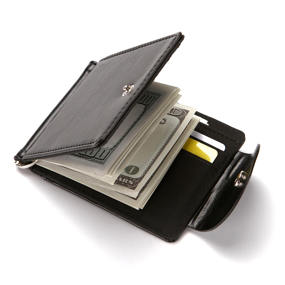 

South Korea Style Money Clip Men Wallet Purse Ultrathin Slim Wallet Mini Hasp Leather Wallet Business ID Credit Card Case New