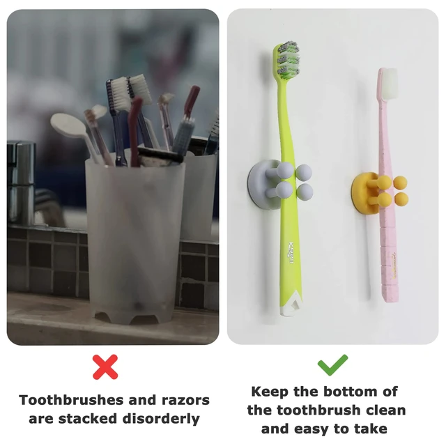 Lot De 4 Supports De Brosse à Dents En Silicone Multifonction