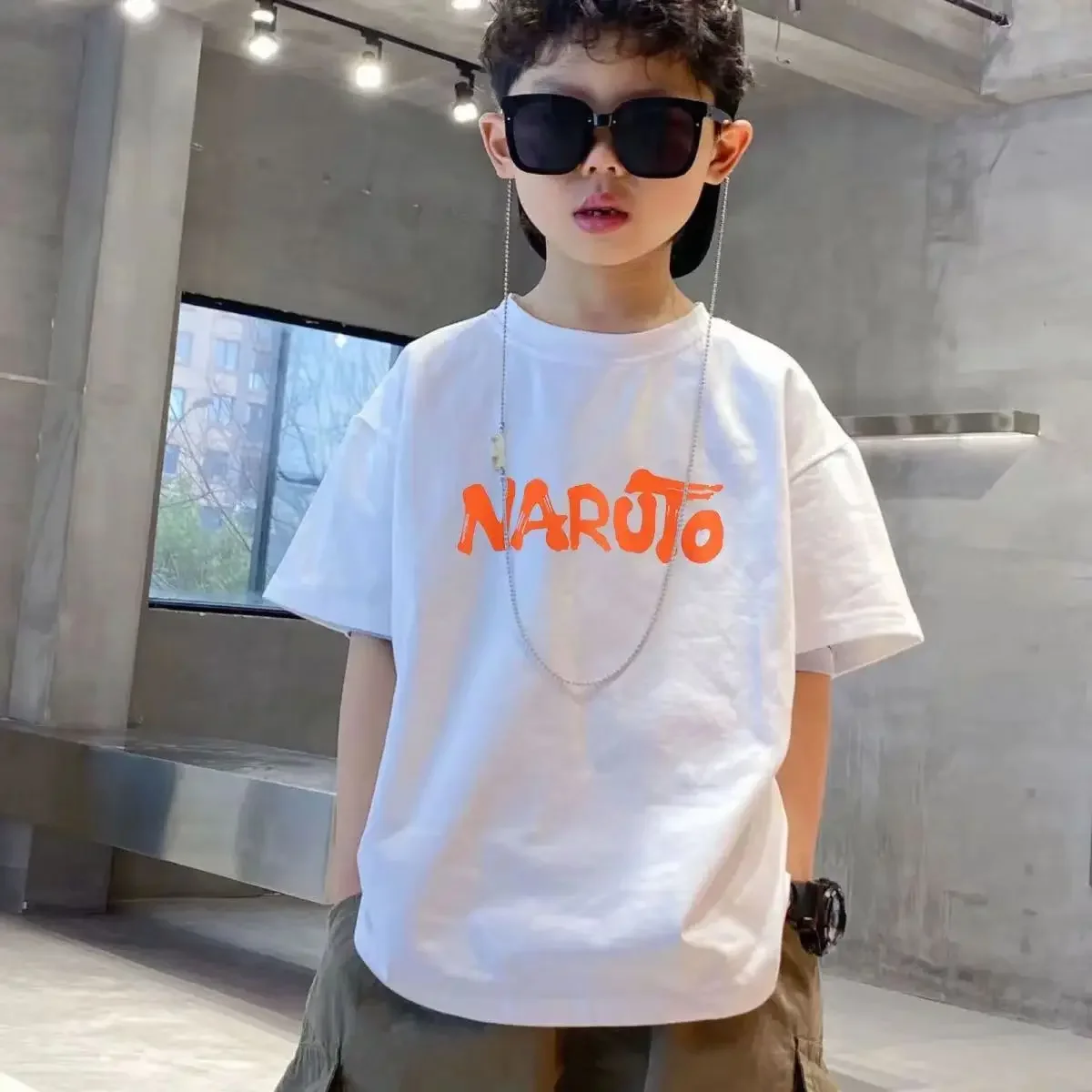 2024 Japan Anime 3-14y Teenager Summer Boys Girls Baby Cotton Printed T Shirt Short Sleeve Tee Childrens Size Cartoon Kids Tops 6